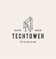 tech tower building hipster vintage logo icon vector image