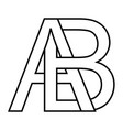 logo ab icon sign two interlaced letters a b vector image