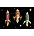 set of three retro rockets vector image vector image