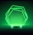 cylinder podium with abstract neon green vector image