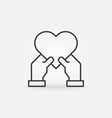 heart in human hands icon thin line vector image