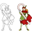 christmas elf red caucasian girl with candy vector image
