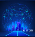 modern smart city concept in blue colors smart vector image vector image