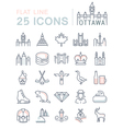 set flat line icons ottawa vector image