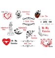 valentines day design elements with calligraphic vector image