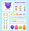 cartoon monster creation kit creature characters vector image vector image