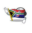 with headphone south africa flag flies at cartoon vector image