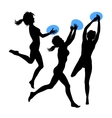 young jumping girls silhouette vector image