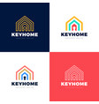 home protection logo set house and key hole icon vector image