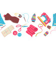 seamless pattern with needlework sewing items vector image