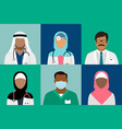 arabian muslim medical staff avatars vector image vector image