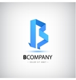 b blue letter origami logo 3d icon vector image