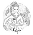 scorpio zodiac sign young woman motorcyclist vector image