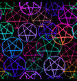 seamless pattern of neon pentagrams on black vector image vector image