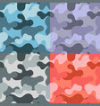 a set of multicolored camouflage red blue grey vector image