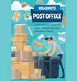 postman at post office with mail letter parcel vector image