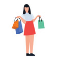 shopping girl vector image vector image