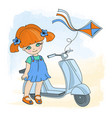 girl kite cartoon set for prin vector image