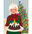 grandmother and christmas cake vector image