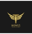 wings t letter logo vector image