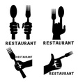 set of vintage emblems of restaurant with hands vector image vector image