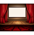 a theater stage with red curtain seats vector image vector image