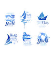 yacht club original logo design set sailing vector image