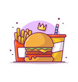 burger french fries and soft drink cartoon vector image