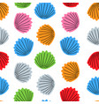 scallop sea shell seamless pattern colored vector image