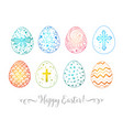 set of hand-drawn colored ornated easter eggs vector image