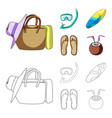 diving surfing cocktailsummer vacation set vector image
