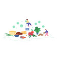 people with sources of vitamins b and p groups vector image