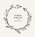 floral wreath circle monogram hand-drawn vector image vector image