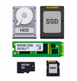 computer storage collection icon set hdd ssd vector image