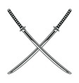 crossed katana swords vector image vector image
