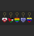 leather keychains in heart shape with flags vector image