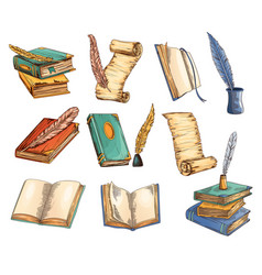 Old books open book with vintage Royalty Free Vector Image