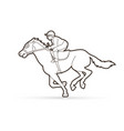 jockey on horse horse racing cartoon graphic vector image vector image