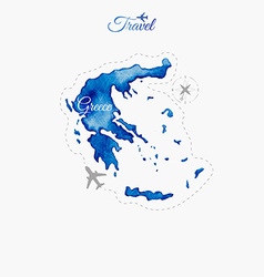 Travel around world greece watercolor map Vector Image