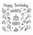 hand drawn birthday elements set of party design vector image