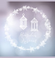 wreath of bokeh lights decorated by moon stars vector image vector image