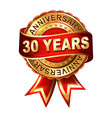 30 years anniversary golden label with ribbon vector image