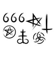set hand drawn satanic occult signs vector image