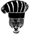 black silhouette of leopard with chef hat vector image vector image