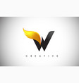 gold w letter wings logo design with golden bird vector image