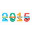 2015 happy new year number with ribbon vector image vector image