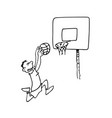 boy playing basketball outlined cartoon drawing vector image vector image