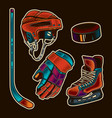 hockey set in vintage style vector image