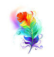 rainbow fluffy feather vector image vector image