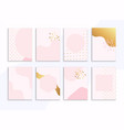 set pink flyers with gold design can be used vector image
